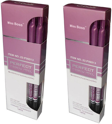 

Miss Boss Perfect Eyebrow Pencil Waterproof & Longlasting (Black) pack of 2(black)
