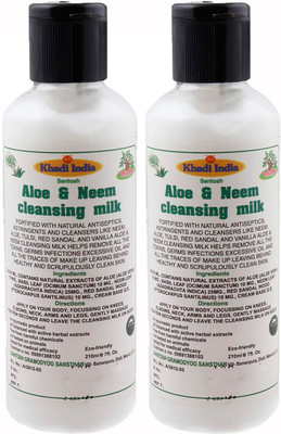 

Khadi India Santosh Aloe & Neem cleansing milk (Pack of 2) Each of (210 ml)(420 ml)