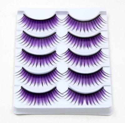 

YUGAM 5 PAIR Natural Thick purple Colored Long False Eyelashes Extension Eye Makeup (Pack of 10)(Pack of 10)