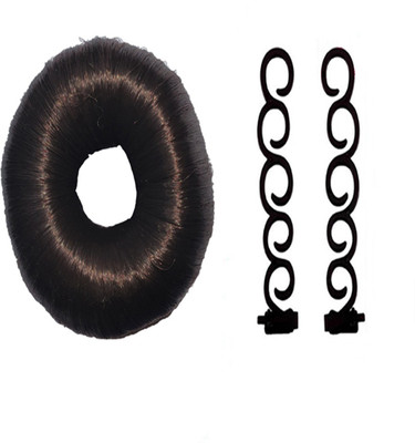 

S R Enterprises Impotent Synthetic Fiber Fashion Hair Bun Donuts Ring and hair designer hair twists braid tools [pack of 3 pcs ] Hair Accessory Set(Black)