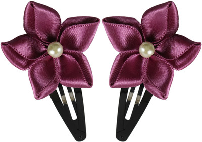 

Threads N Ribbons Magenta Ribbon Flower Tic Tac Clip(Maroon)