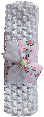 

Wishkaro Crochet Style Lace and Bowknot Design Elastic Baby Girl's Hair Band, Head Band(White)
