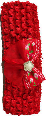 

Wishkaro Crochet Style Lace and Bowknot Design Elastic Baby Girl's Hair Band, Head Band(Red)