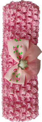 

Wishkaro Crochet Style Lace and Bowknot Design Elastic Baby Girl's Hair Band, Head Band(Pink)
