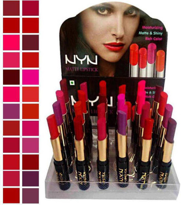 

NYN Moisturzing Matte & Shiny Rich Color Lipstick Pack Of 24(Red)