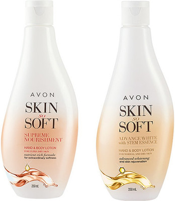 

Avon Skin So Soft Supreme Nourishment & Stem Essence Hand & Body Lotion (set of 2 of 250 ml each)(500 ml)