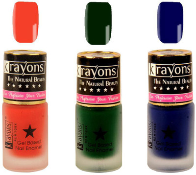

KRAYONS Gel Base Velvet Super Matte Effect Nail Polish Enamel Color , 5ML Safe Dry Fast Collection For Women (SALSA RED,GARDEN FRESH/NATURAL MINT,BLUE ILLUSION) SALSA RED, GARDEN FRESH/NATURAL MINT, BLUE ILLUSION(Pack of 3)