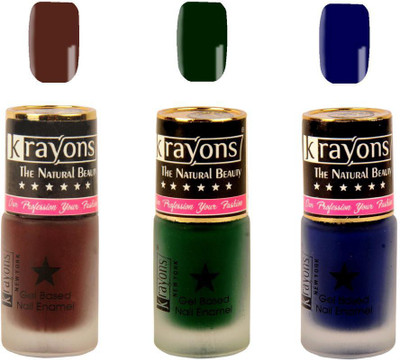 

KRAYONS Gel Base Velvet Super Matte Effect Nail Polish Enamel Color , 5ML Safe Dry Fast Collection For Women (VIOLET SAGA,GARDEN FRESH/NATURAL MINT,BLUE ILLUSION) VIOLET SAGA, GARDEN FRESH/NATURAL MINT, BLUE ILLUSION(Pack of 3)
