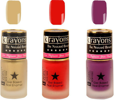 

KRAYONS Gel Base Velvet Super Matte Effect Nail Polish Enamel Color , 5ML Safe Dry Fast Collection For Women (VALENTINE PINK,PURPLE AURA,GOLD RUSH) VALENTINE PINK, PURPLE AURA, GOLD RUSH(Pack of 3)