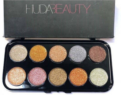 

Huda Beauty GLITTER EYESHADOWS 10 ULTRA PIGMENTED GOLDEN SANDS(Multi color)