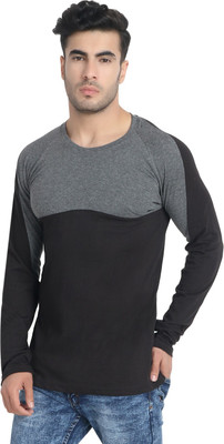 LALAN TOP Color Block Men Round Neck Black T-Shirt