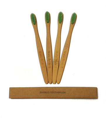 

State Pride-T Bamboo Green bristles pack of 4 Medium Toothbrush(Pack of 4)