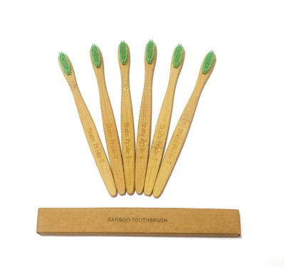 

State Pride-T Bamboo Green bristles Medium Toothbrush(Pack of 6)