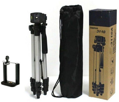 

m s megaslim Portable Tripod-3110 With Three-Dimensional Head & Quick Release Plate For Video Cameras and mobile clip holder for Mobiles & Smartphones Tripod(Silver, Black, Supports Up to 1500)