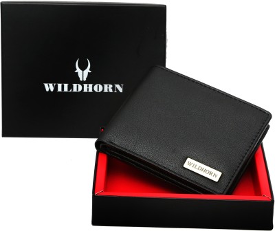 WILDHORN Men Formal Black Genuine Leather Wallet(7 Card Slots)