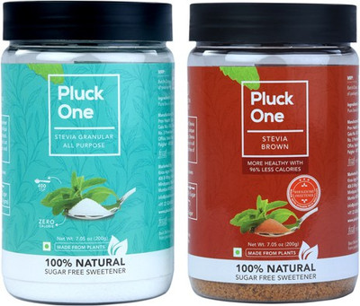 

Pluck One Combo Offer- Stevia All Purpose Powder (200 gms) + Stevia Brown Powder (200 gms) Sweetener(400 g, Pack of 2)