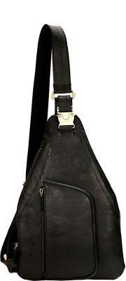 JL Collections Black Leather shoulder cactus Bag for Unisex Shoulder Bag(Black, 1 L)