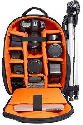

Smiledrive DSLR Camera Laptop Bag Backpack with Padded Adjustable Grids for Lenses, Accessories-Includes Waterproof Cover-Made in India Camera Bag(Black)