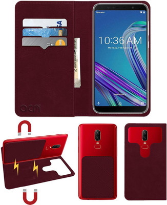 ACM Flip Cover for Asus Zenfone Max Pro M1(Maroon, Cases with Holder, Pack of: 1)