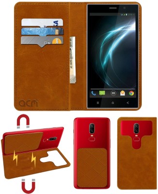 ACM Flip Cover for Lava Magnum X604(Gold, Cases with Holder, Pack of: 1)