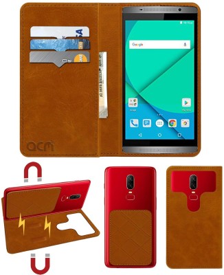 ACM Flip Cover for Micromax Canvas Mega 2(Gold, Cases with Holder, Pack of: 1)