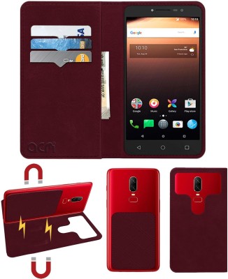 ACM Flip Cover for Alcatel A3 Xl(Maroon, Cases with Holder, Pack of: 1)
