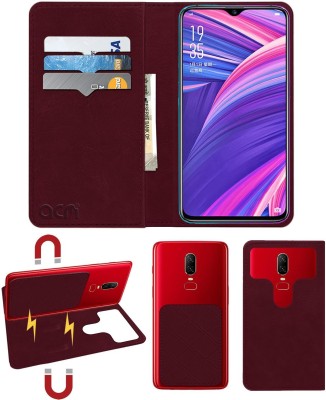 ACM Flip Cover for Oppo R17 Pro(Maroon, Cases with Holder, Pack of: 1)