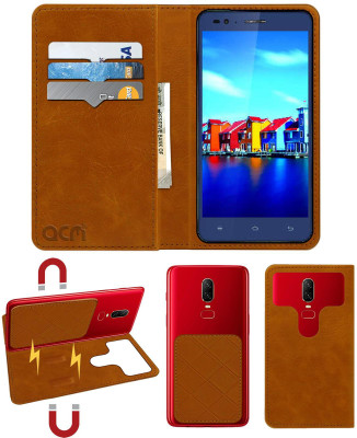 ACM Flip Cover for Iball Andi Hd6(Gold, Cases with Holder, Pack of: 1)