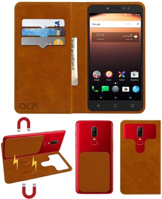 ACM Flip Cover for Alcatel A3 Xl(Gold, Cases with Holder, Pack of: 1)