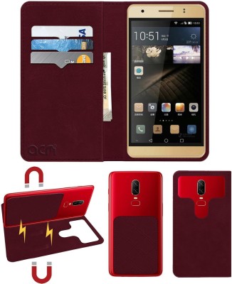 ACM Flip Cover for Intex Aqua Dream Ii(Maroon, Cases with Holder, Pack of: 1)