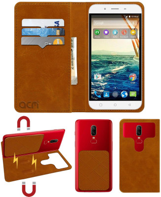 ACM Flip Cover for Micromax Canvas Doodle 4 Q391(Gold, Cases with Holder, Pack of: 1)