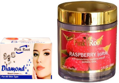 

Pink Root RASPBERRY SCRUB 100GM WITH DIAMOND BLEACH 50GM(Set of 2)