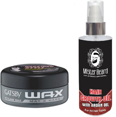

MISTER BEARD ARGAN HAIR OIL WITH GATSBY MAT & HARD WAX(Set of 2)
