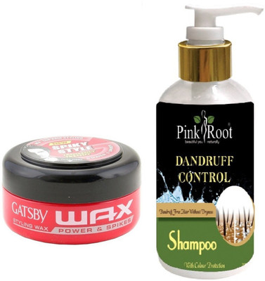 

Pink Root DANDRUFF CONTROL SHAMPOO 200ML WITH GATSBY POWER & SPIKES WAX(Set of 2)
