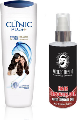 

MISTER BEARD ARGAN HAIR OIL WITH CLINIC PLUS STRONG & LONG HEALTH SHAMPOO 175ML(Set of 2)