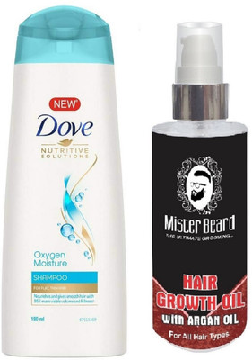 

MISTER BEARD ARGAN HAIR OIL WITH DOVE OXYGEN MOISTURE SHAMPOO 180ML(Set of 2)