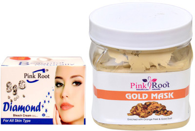 

Pink Root GOLD MASK 500GM WITH DIAMOND BLEACH 50GM(Set of 2)