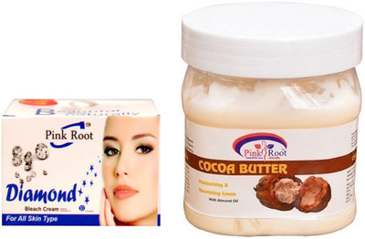 Pink Root COCOA BUTTER CREAM 500GM WITH DIAMOND BLEACH 50GM(Set of 2)