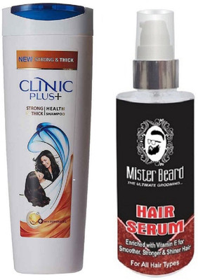 

MISTER BEARD HAIR SERUM WITH CLINIC PLUS STRONG THICK HEALTH SHAMPOO 175ML(Set of 2)
