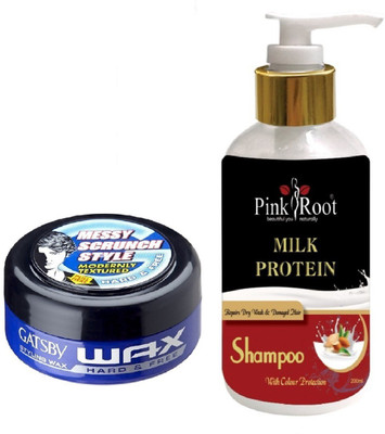 

Pink Root MILK PROTEIN SHAMPOO 200ML WITH GATSBY HARD & FREE WAX(Set of 2)