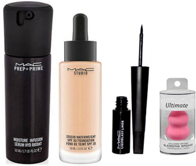 

Ultimate Sponse Puff & Waterweight Foundation, prep+prime Face Serum & Liquid Eyeliner(Set of 4)