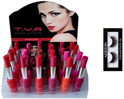 

aerwin Eyelash And TYA Matte Lipstick Of 24 Colors(Set of 2)