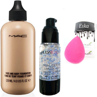 

eska PUFF, FACE & BODY foundation & SKIN CAVIAR PRIMER(Set of 3)