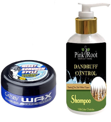 

Pink Root DANDRUFF CONTROL SHAMPOO 200ML WITH GATSBY HARD & FREE WAX(Set of 2)