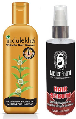 

MISTER BEARD HAIR SERUM WITH INDULEKHA BRINGHA HAIR CLEANSER(Set of 2)