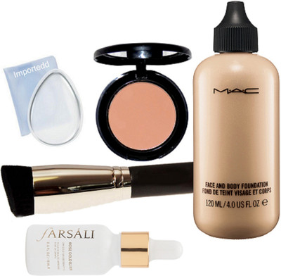 

importedd Silicon puff,ace and body foundation, blusher, and brush(Set of 5)