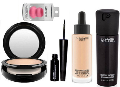 

Ultimate Sponse Puff & Compact & Waterweight Foundation, prep+prime Serum & Liquid Eyeliner(Set of 5)
