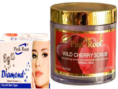 

Pink Root WILD CHERRY SCRUB 100GM WITH DIAMOND BLEACH 50GM(Set of 2)