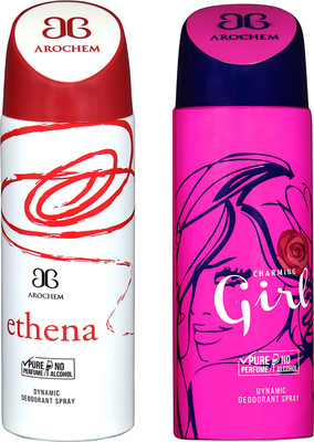 

AROCHEM ETHENA AND CHARMING GIRL DYNAMIC PURE Deodorant Spray - For Men & Women(200 ml, Pack of 2)