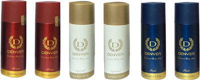 

Denver 2 HONOUR, 2 IMPERIAL AND 2 PRIDE (PACK OF 6) Body Spray - For Men(165 ml, Pack of 6)